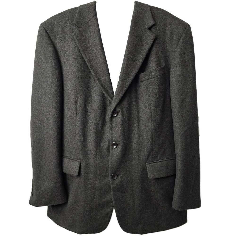 Oscar de la Renta Blazer 44 L Suit Jacket Cashmere Wool Gray Career Vintage 90s